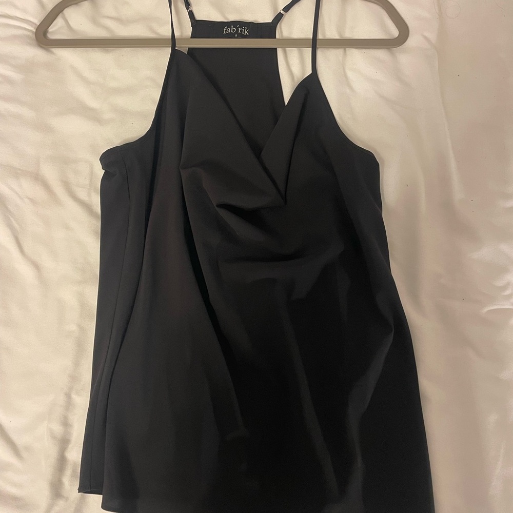 Fab'rik Black Drapped Neck Top